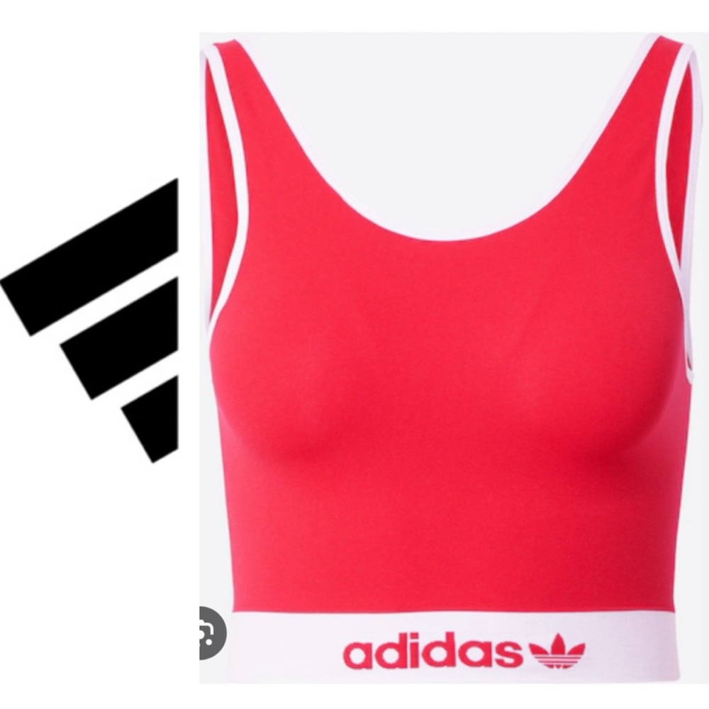 Adidas Red and White Crop Top